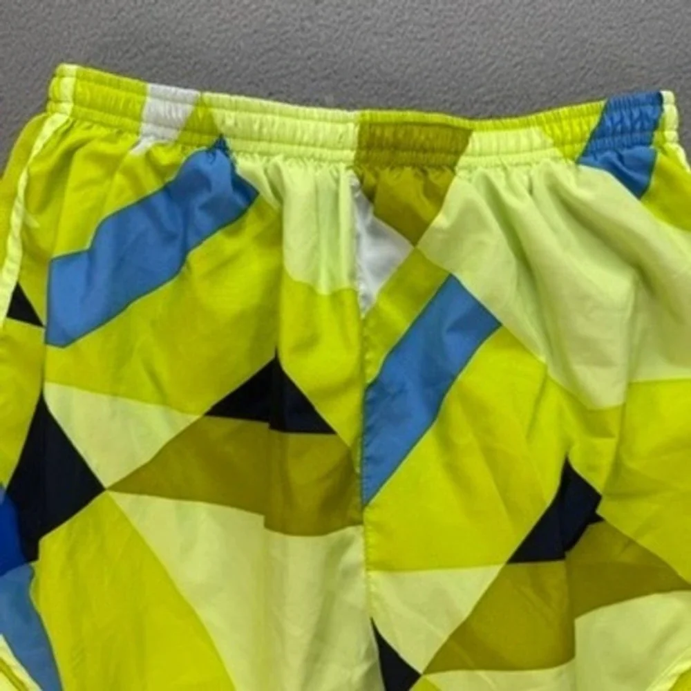 Nike Running Shorts Tempo Dri-FIT Medium Neon Yellow Blue Geometric Performance